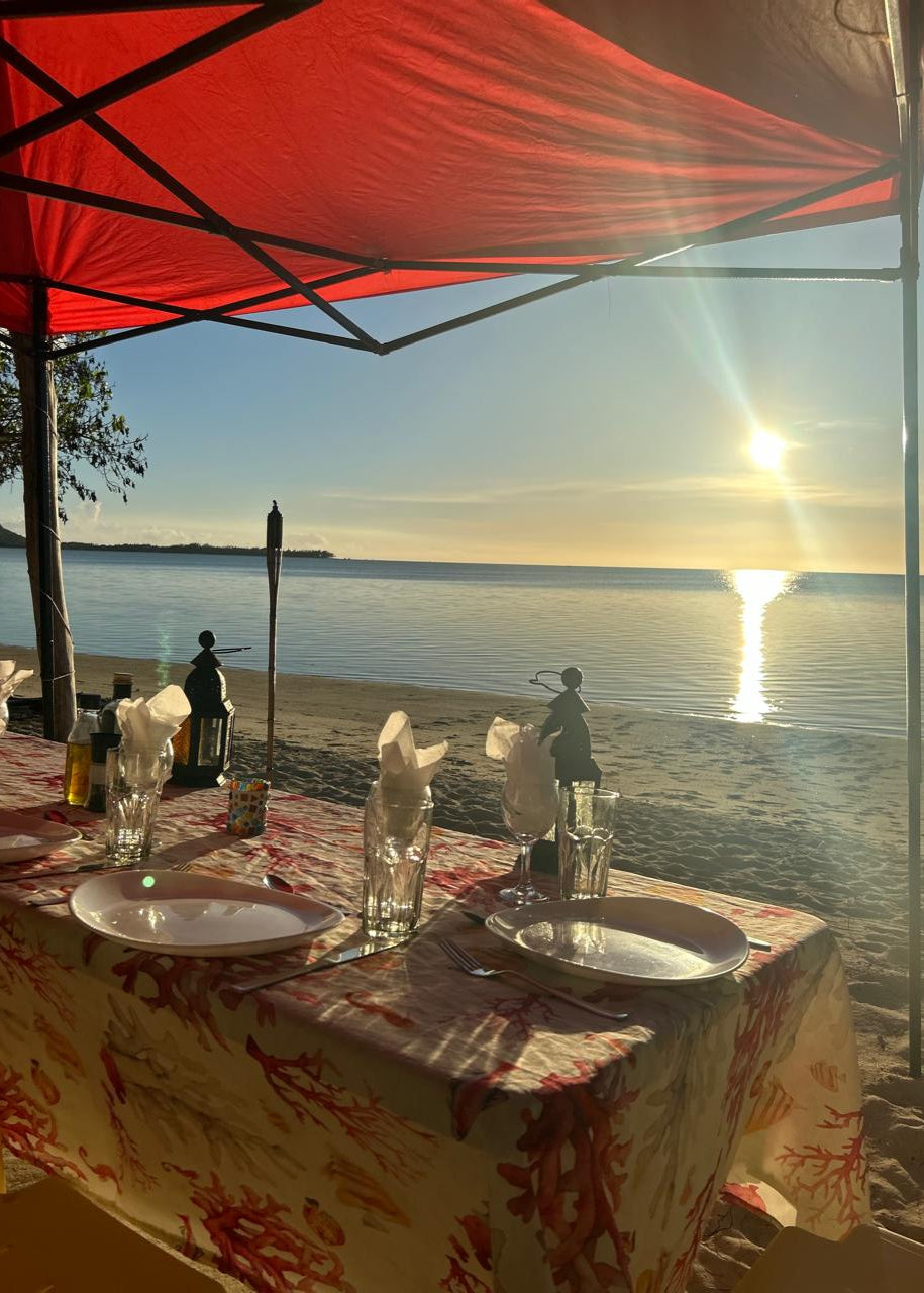 Soirée détente au coucher du soleil avec dîner sur une île